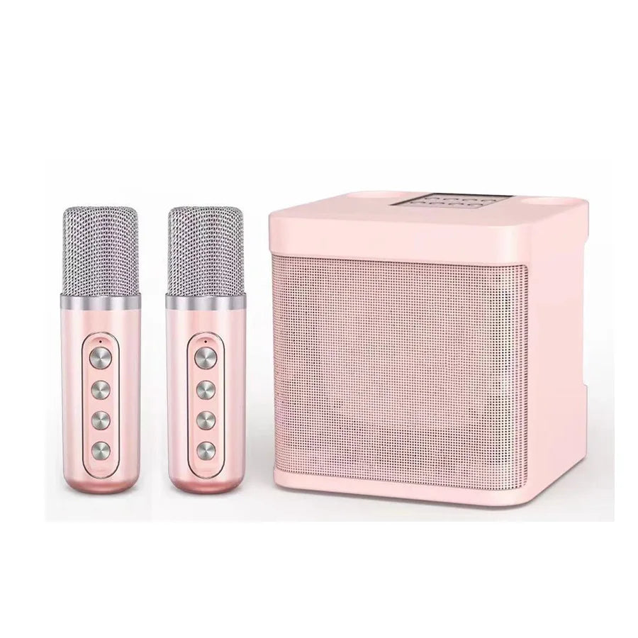 Portable Speaker Karaoke Machine with 2 Wireless Microphones, Supports AUX, TF Card, USB Player, Suitable for Home KTV, Party