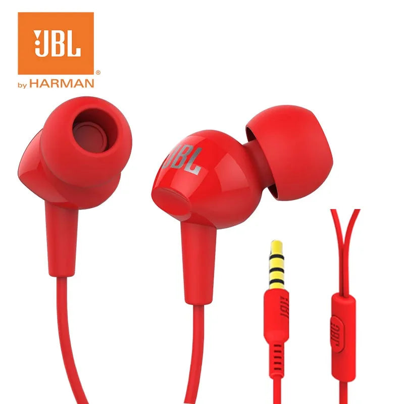 JBL C100SI Original Authentic Wired In Ear Headphones Sports Headphones 3.5mm Jack interface Built-in Microphone Button Design