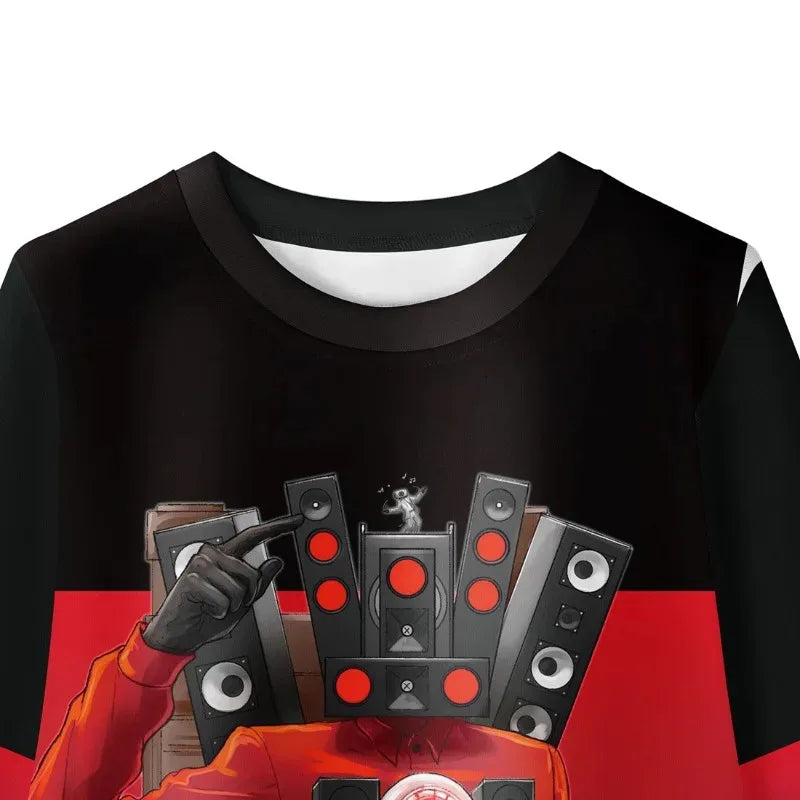 2025 yiyi2025yiyiNew Game Cameraman Skibidi T-Toilet Titan TV Speaker Man Funny Pajamas Boys Tops Pants 2pcs Sets Jacket Kids Cl