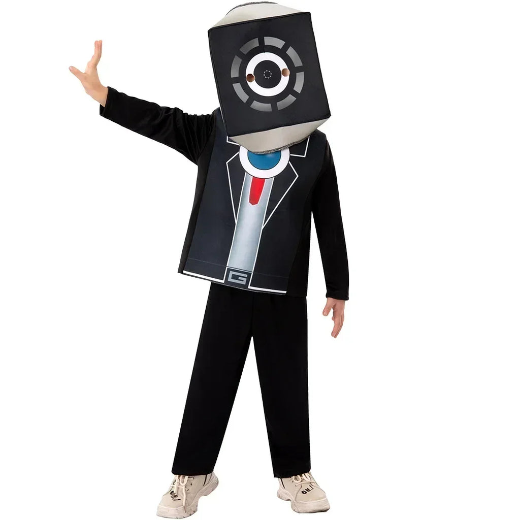Muscle Kids Skibidi Toilet Cosplay Costume Game Speaker Man Tv Cameraman Costumes Bodysuit Jumpsuit Mask Halloween Children