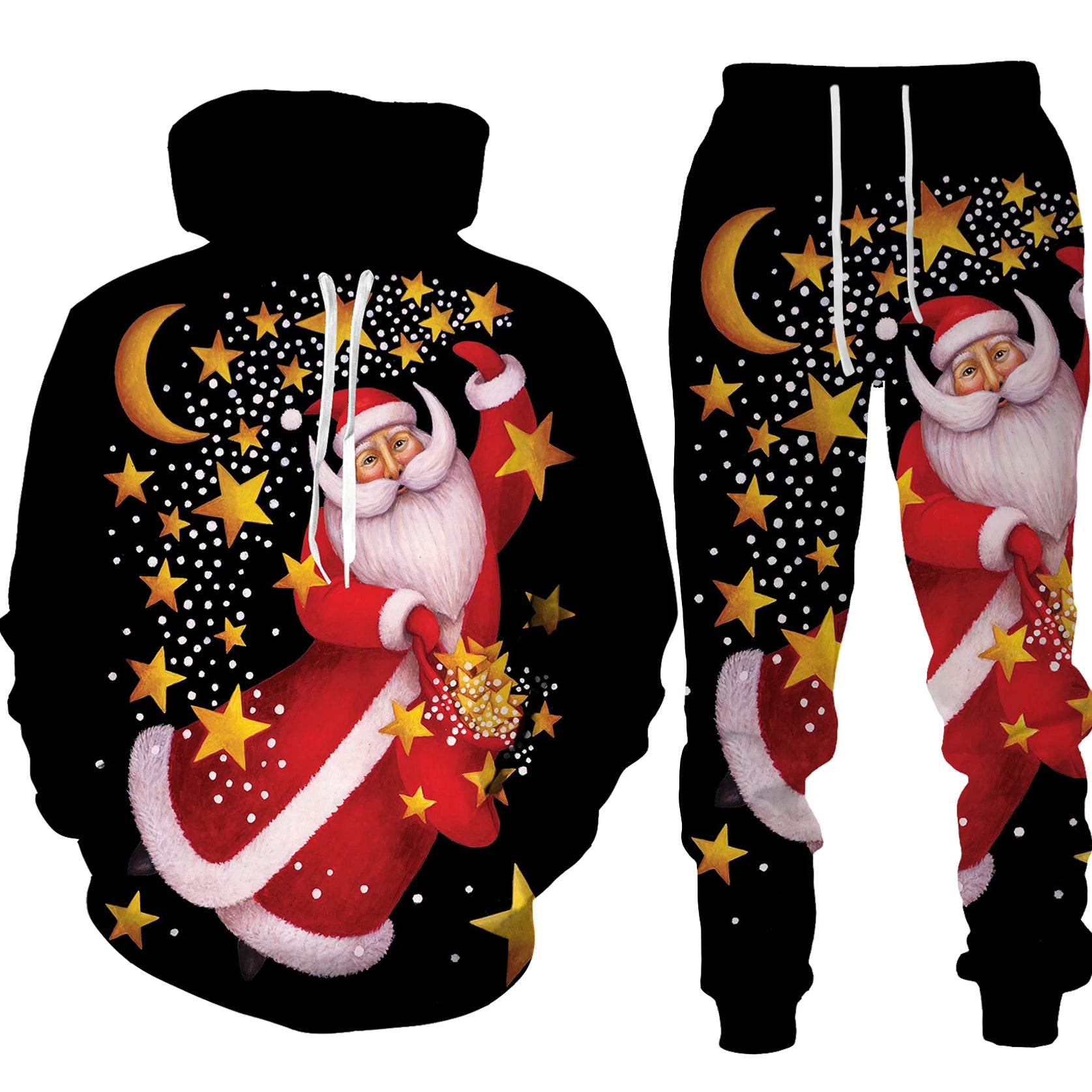 Autumn Winter Santa Clause Graphic Hoodies Sets 3D Print Funny Men's Women's 2-Piece Set Fashion Casual Unisex Christmas Clothes