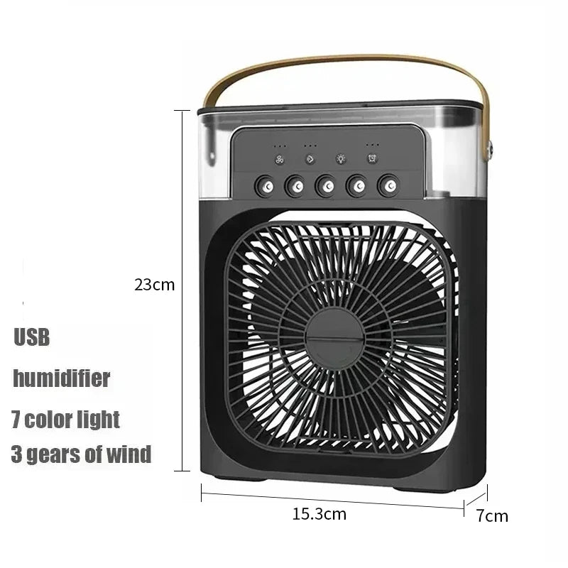 New 3 In 1 Portable Fan AIr Conditioner Household Mini Air Cooler LED Night Light Humidifier Air Adjustment Fan Office Home Fan