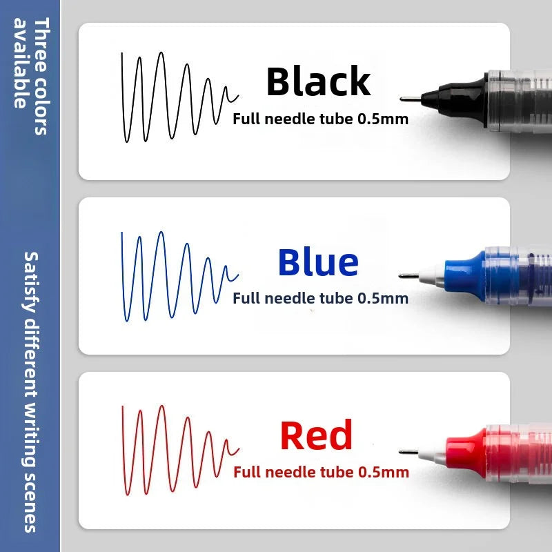 10Pcs High Quality Needle Type Gel Pen Straight Liquid Ballpoint Pens Perfect Kawaii Stationery for School/Office Writing Supply