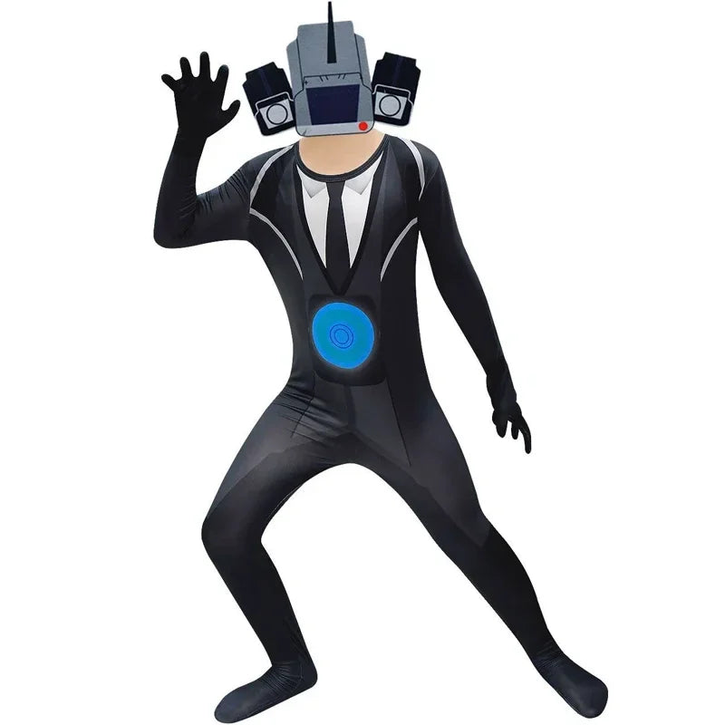 2025 12 Skibidi Toilet Cosplay Costume Game Speaker Child Tv Kids Camcorderman Costumes Bodysuit Jumpsuit Mask Halloween for Gir