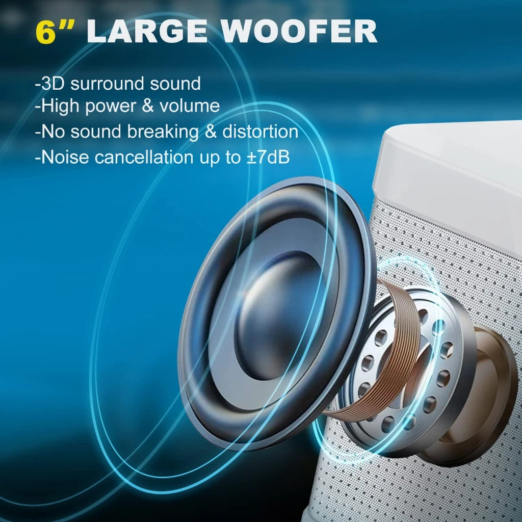 Portable Speaker Karaoke Machine with 2 Wireless Microphones, Supports AUX, TF Card, USB Player, Suitable for Home KTV, Party