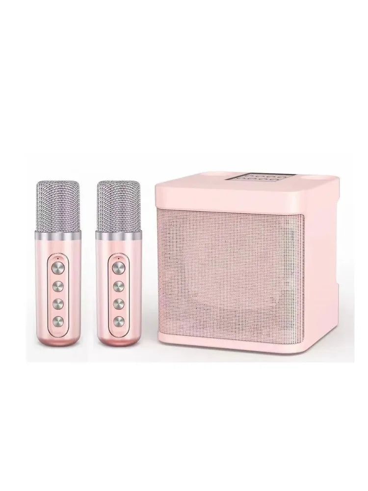 Portable Speaker Karaoke Machine with 2 Wireless Microphones, Supports AUX, TF Card, USB Player, Suitable for Home KTV, Party