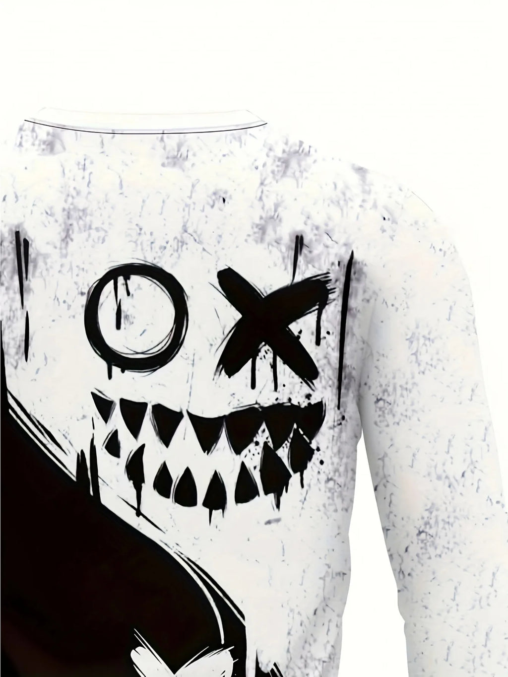 New men's long-sleeved T-shirt for Spring and Autumn 2025 casual roller skating smiling face print street men's wear