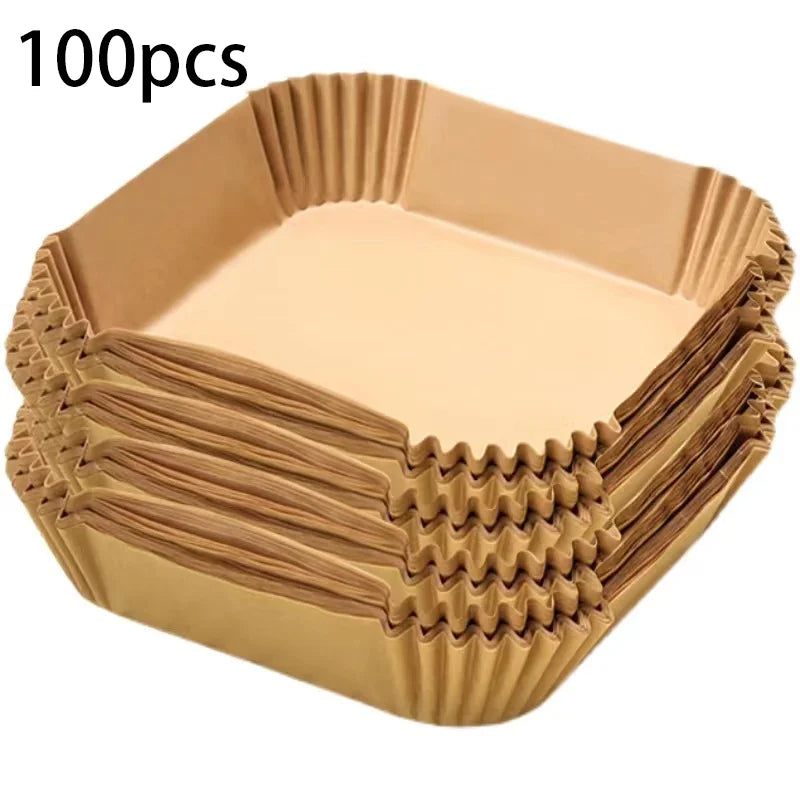 50-300pcs Disposable Air Fryer Paper Round/Square Special Paper Food Silicon Oil Paper Air Fryer Liners Baking Paper