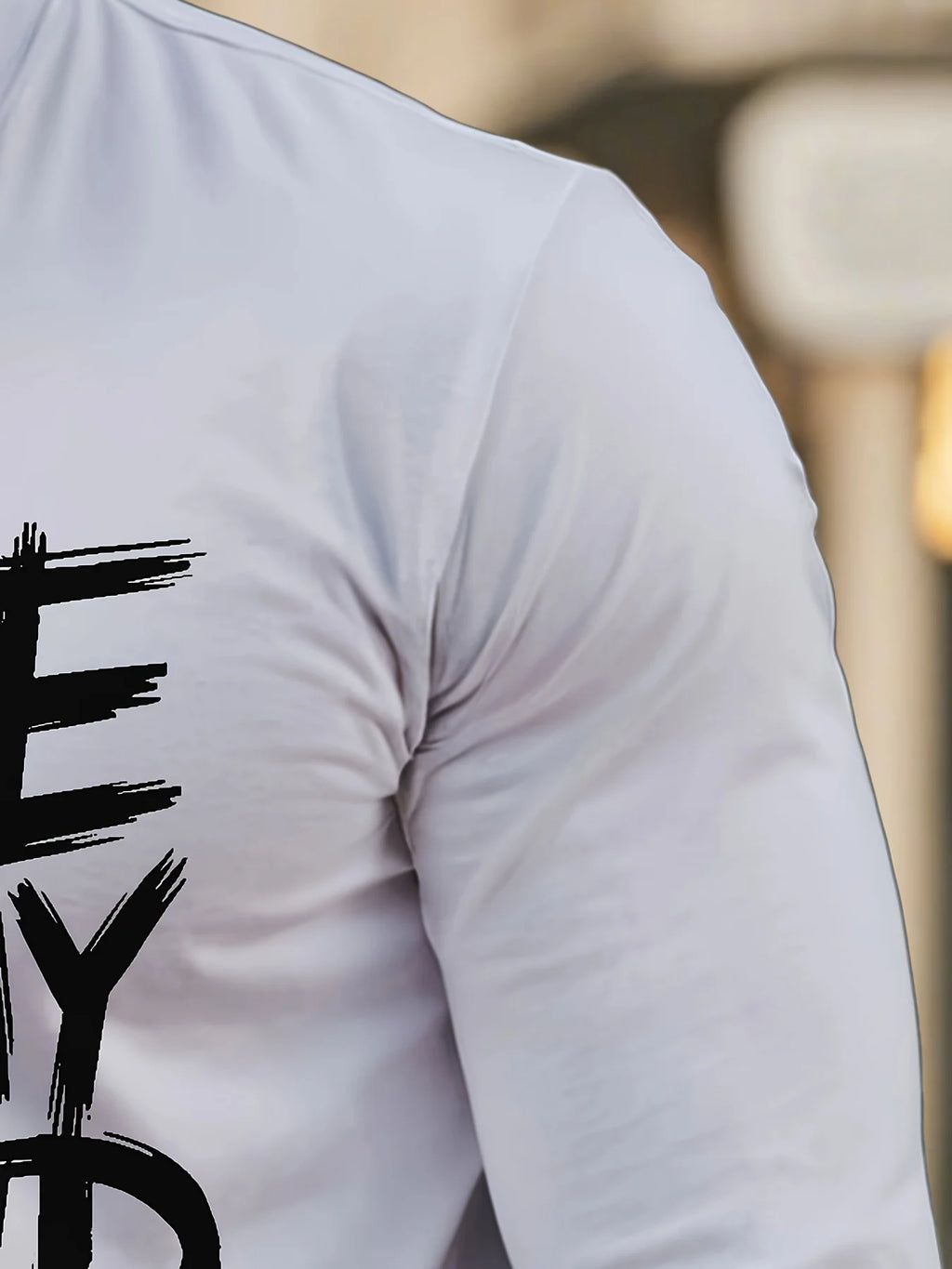 Men's Love Letter Printing Long Sleeve T-Shirt Fashion Collocation Round Neck Comfortable Breathable Top Suitable for Everyday