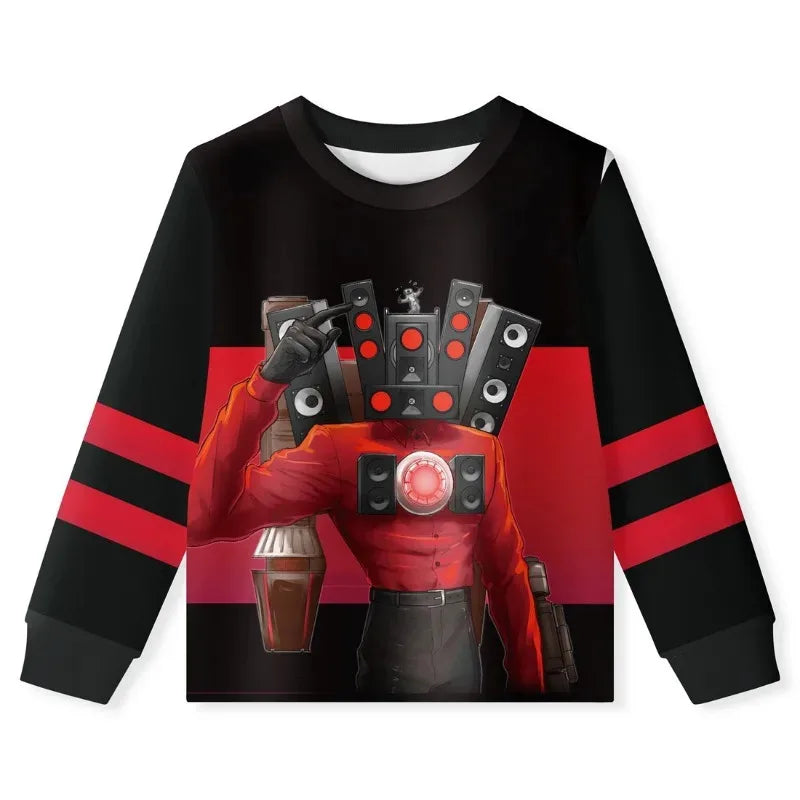 2025 yiyi2025yiyiNew Game Cameraman Skibidi T-Toilet Titan TV Speaker Man Funny Pajamas Boys Tops Pants 2pcs Sets Jacket Kids Cl