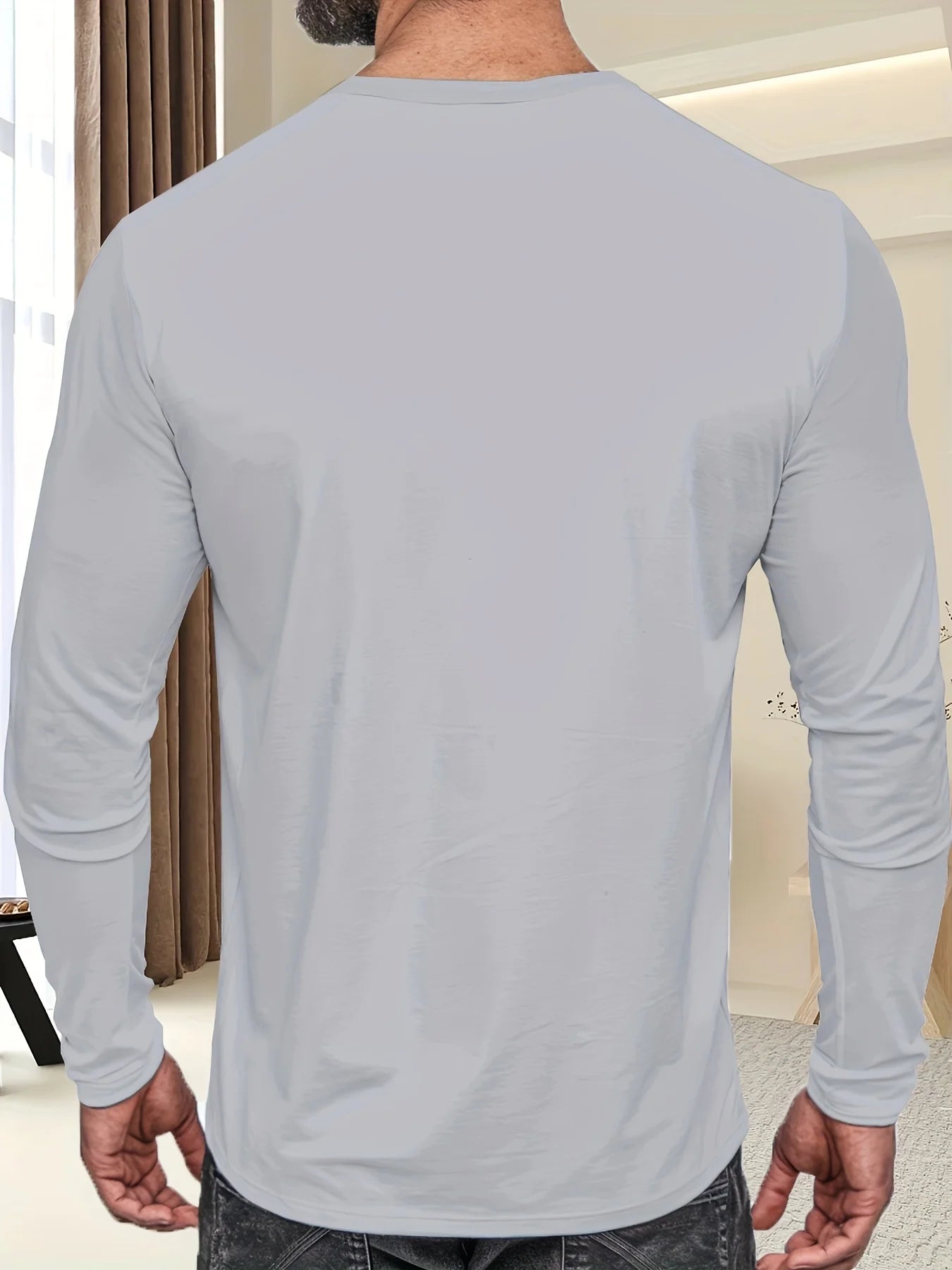 Men's Love Letter Printing Long Sleeve T-Shirt Fashion Collocation Round Neck Comfortable Breathable Top Suitable for Everyday