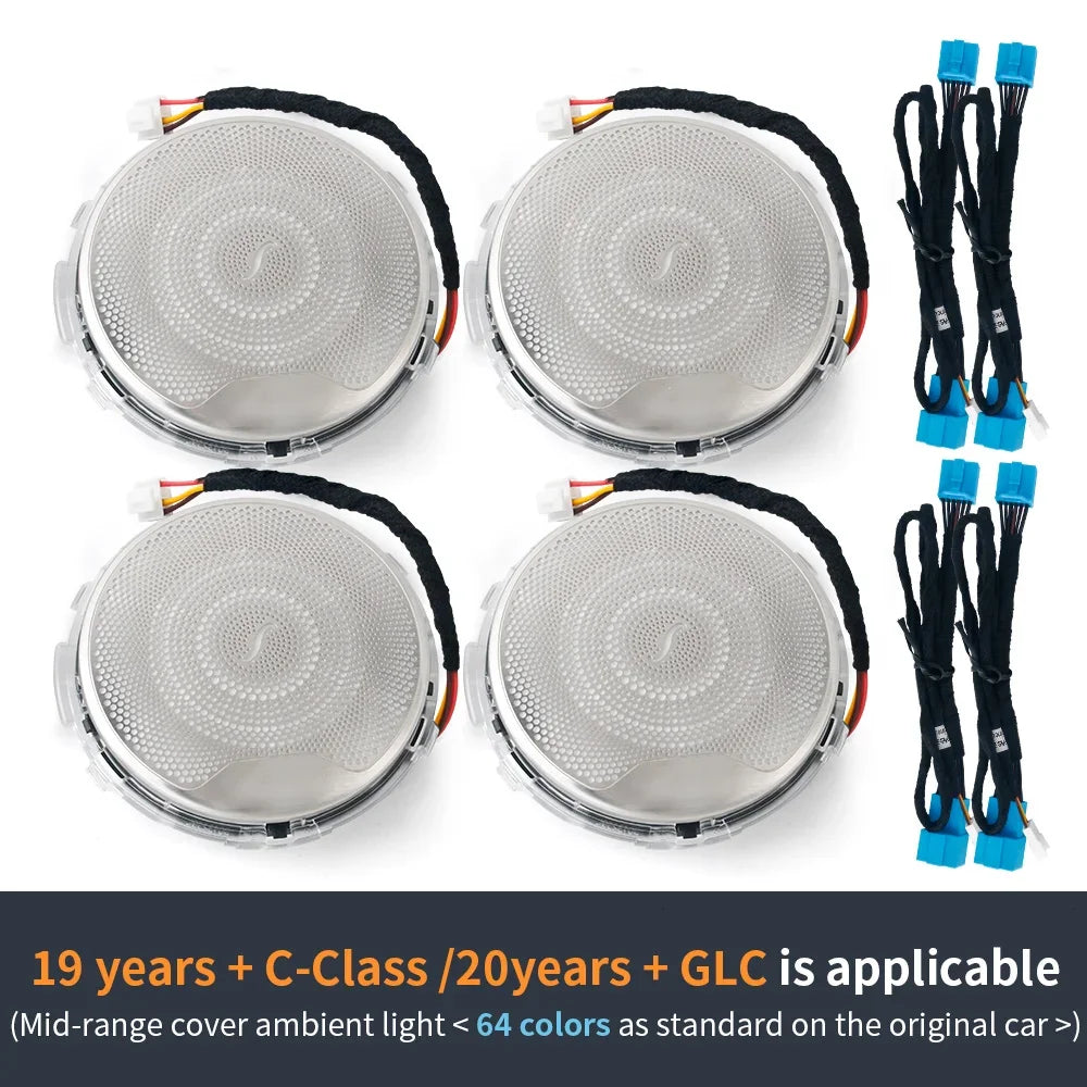 Led Decorative Ambient Light Car Door Horn Cover 64 Color Speaker Mid-range for Mercedes Benz W213 W205 X253 C Class/E-class/GLC