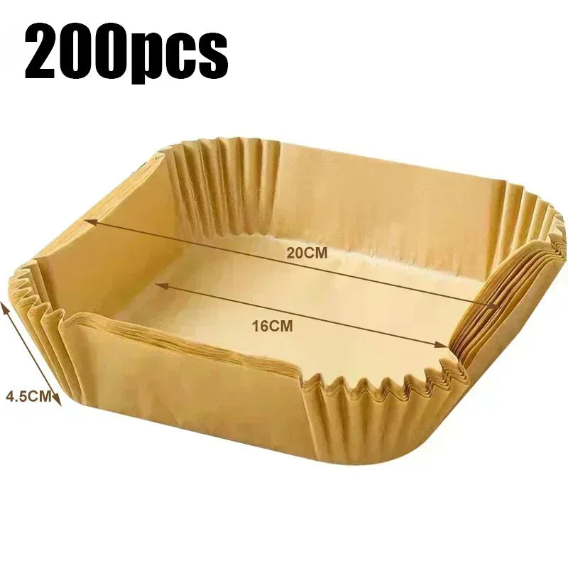 Air Fryer Paper Liners Disposable Oil-Proof Waterproof Baking Paper Round Square And Rectangle Parchment Kitchen Party Supplies