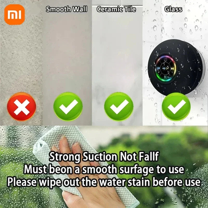 Xiaomi Portable Wireless Bluetooth Speaker LED IPX4 Waterproof Loudspeaker Outdoor Bathroom Large Suction Cup Stereo Sound Box