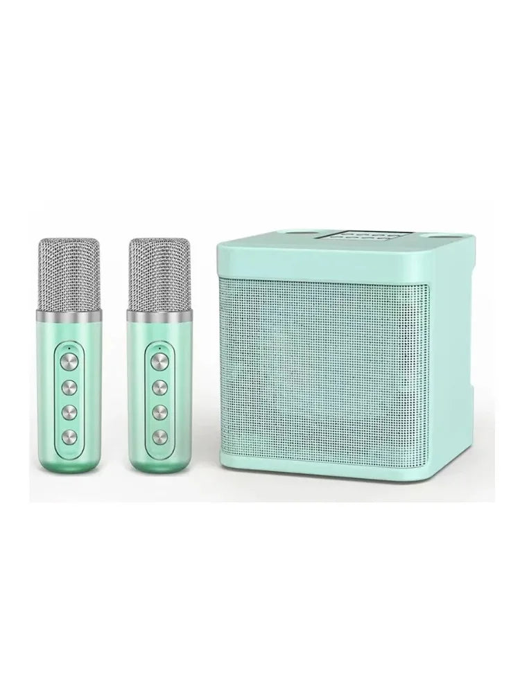 Portable Speaker Karaoke Machine with 2 Wireless Microphones, Supports AUX, TF Card, USB Player, Suitable for Home KTV, Party