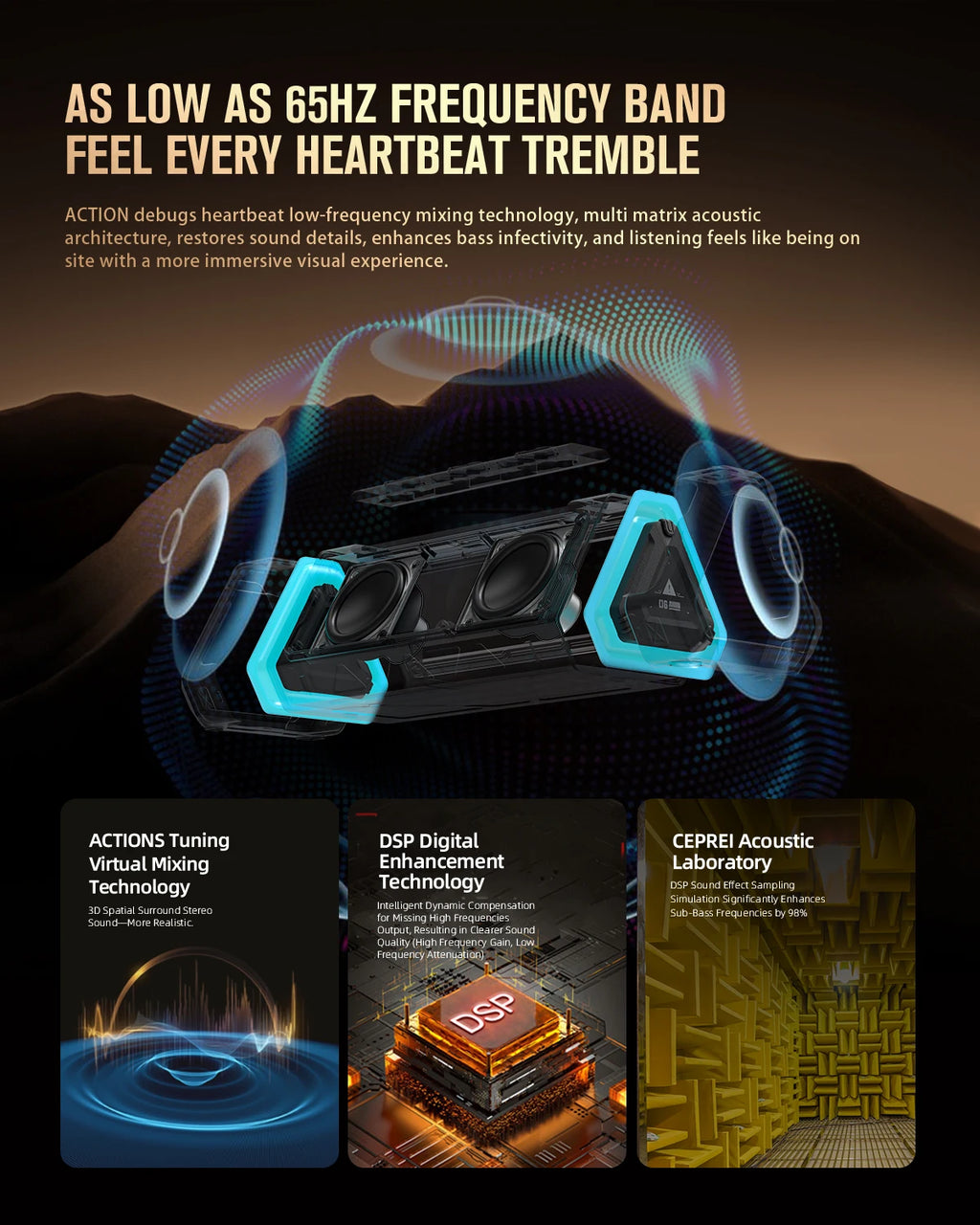 Outdoor Bluetooth Speaker, 40W Output Power Bluetooth 5.3 Speaker ,Stereo Sound IPX7 Waterproof,Micro SD Card,RGB Light