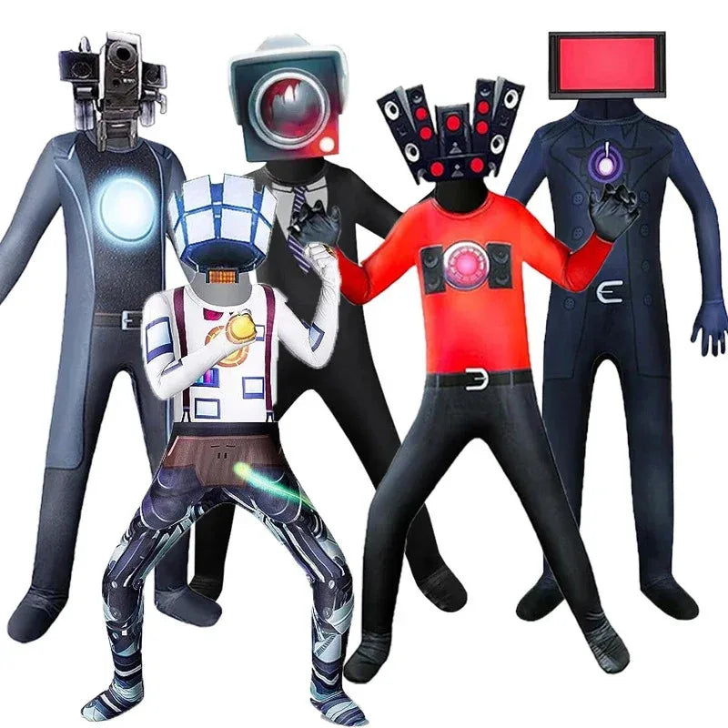 2025 12 Skibidi Toilet Cosplay Costume Game Speaker Child Tv Kids Camcorderman Costumes Bodysuit Jumpsuit Mask Halloween for Gir