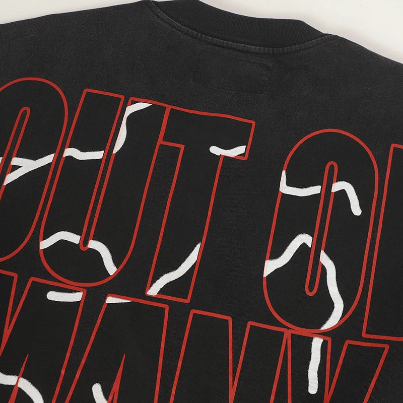 Vintage Washed Godspeed Long-sleeved T-shirts Rock Roll Tee Skull Racing Driver Print Loose Streetwear Tops Men Women