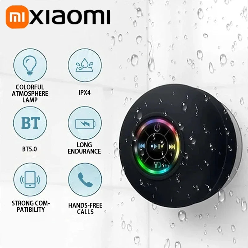 Xiaomi Portable Wireless Bluetooth Speaker LED IPX4 Waterproof Loudspeaker Outdoor Bathroom Large Suction Cup Stereo Sound Box